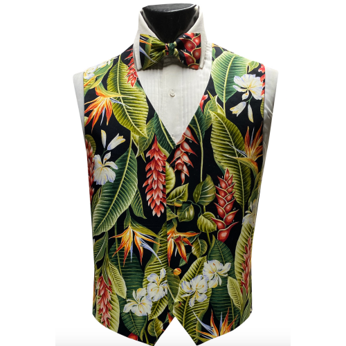 Hawaiian Ginger Floral Tuxedo Vest and Tie Set